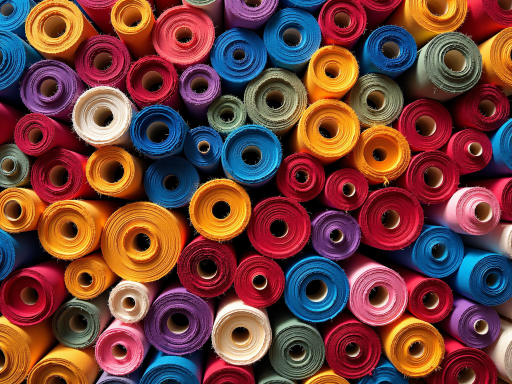 纺织品产品展示，各类布料面料，色彩丰富，质地优良，工业用纺织品